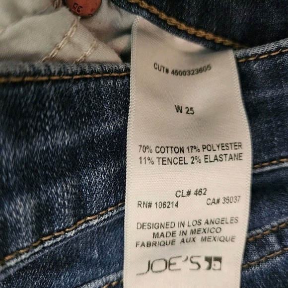 Joes Jeans Jamie Skinny Mid Rise Raw Hem Stretch Blue Jeans Size 25 28x28 - Picture 9 of 10